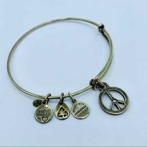 Peace Sign Alex and Ani Antique Gold Bracelet